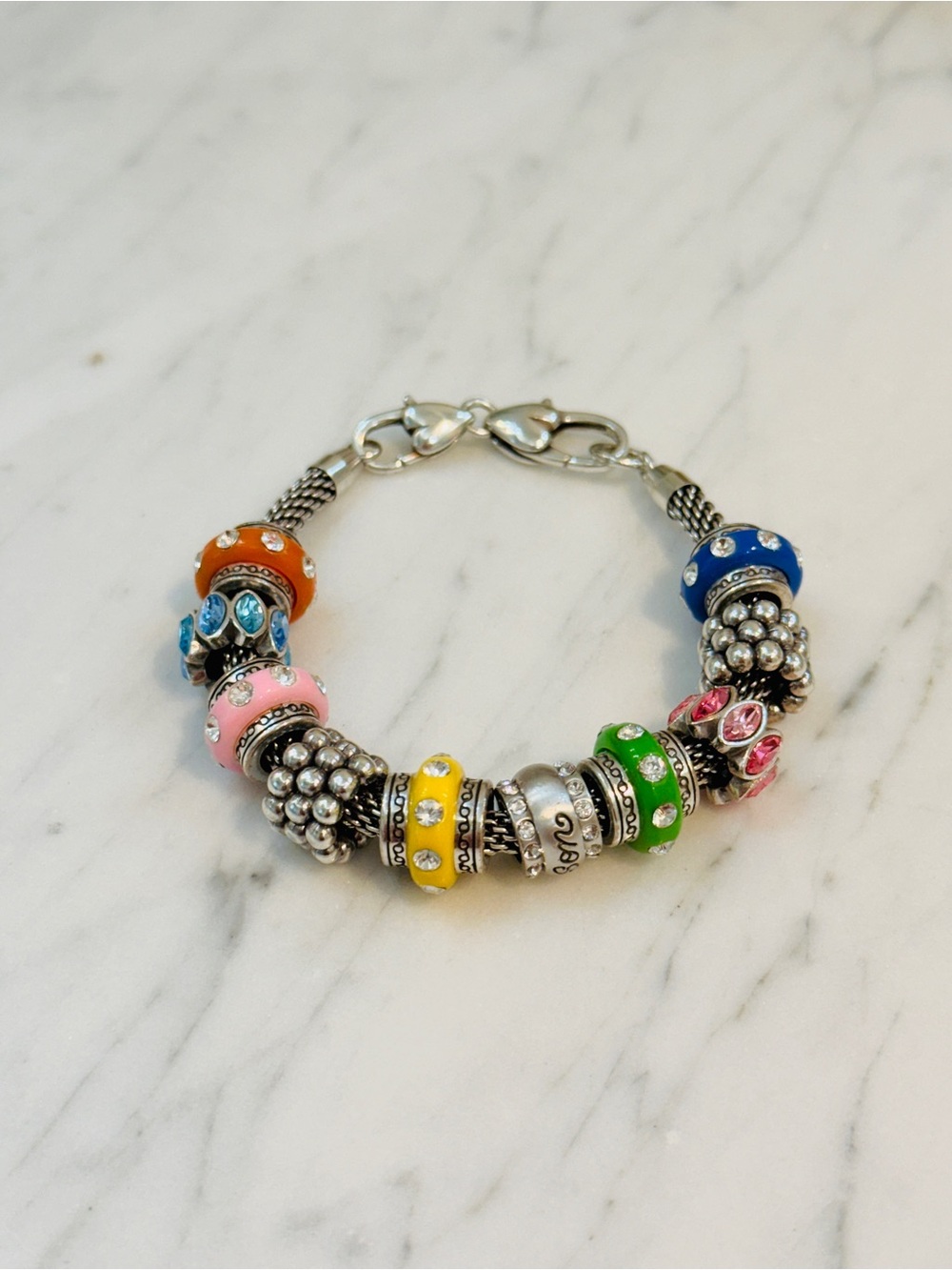 Brighton European Friends Charm Bracelet – Enamel & Crystal Beads – Retired